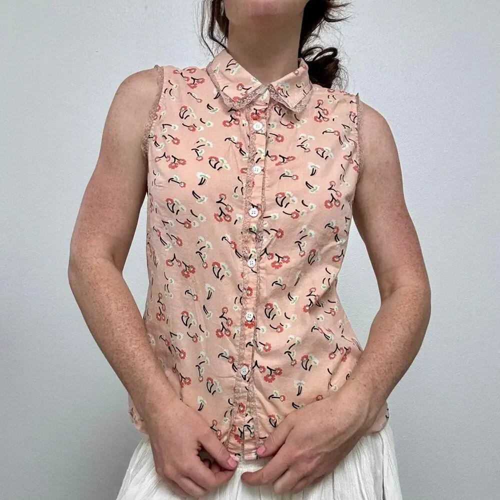 Y2k modcloth cotton button up - Picture 1 of 8